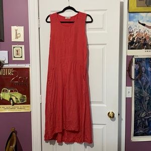 Italian linen pink dress Pockets!